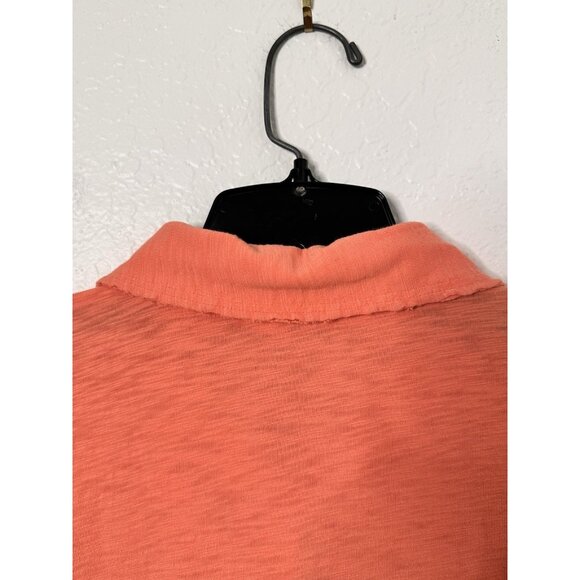 Mod-o-doc Womens Roll Tab Sleeve Orange Shirt Size XL Button Down Lightweight - Picture 5 of 7